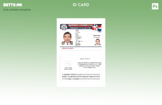 Модерен стил шаблон за конзуларна лична карта на Република Доминикана